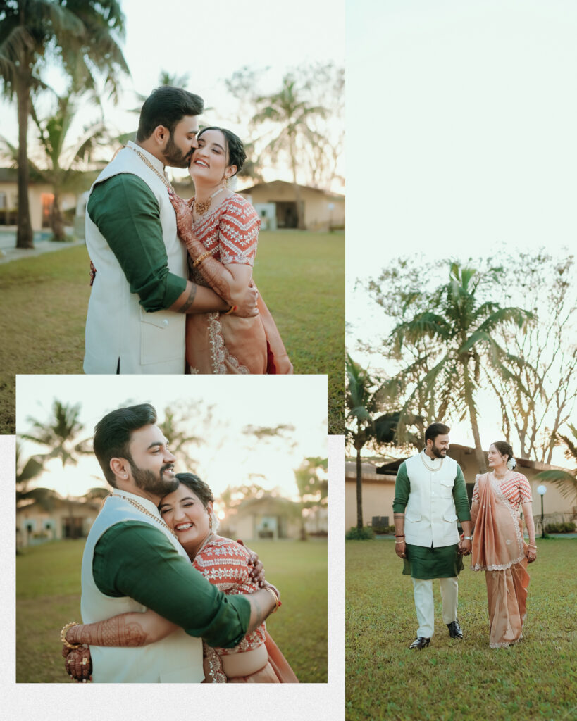 Golden hour couple portrait at a Solapur wedding