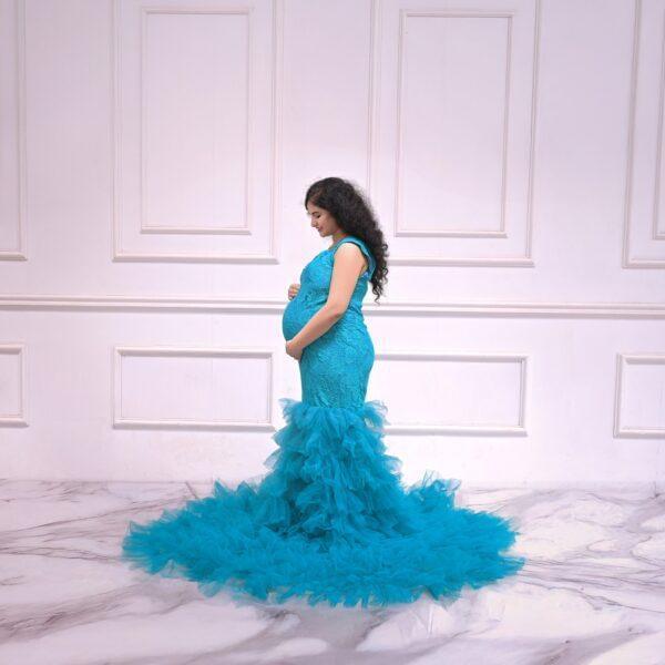 Western gown maternity photoshoot in Solapur with elegant style
