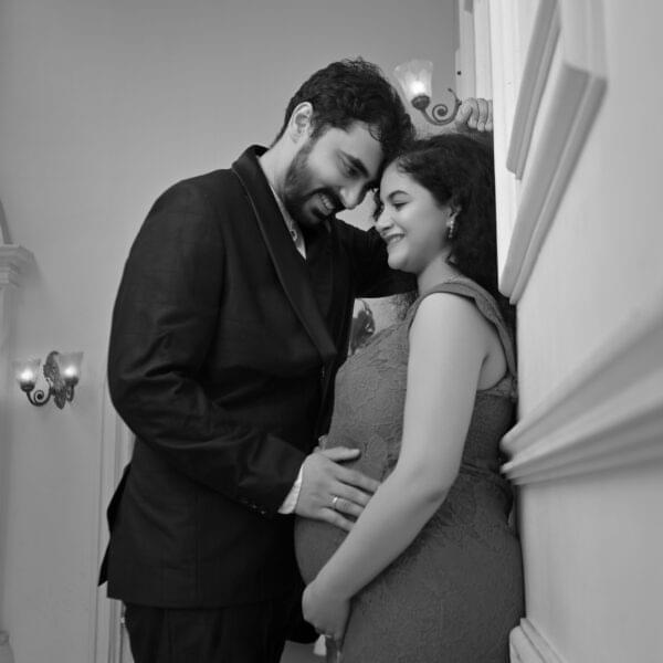 Soft lighting maternity photographer in Solapur creating graceful studio portrait