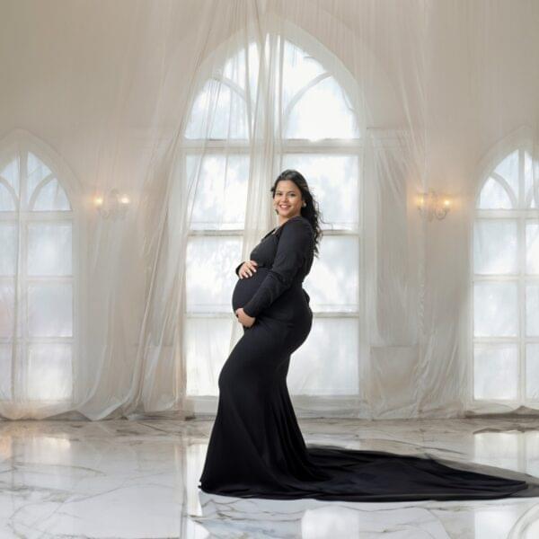 Soft lighting maternity photographer in Solapur creating graceful studio portrait