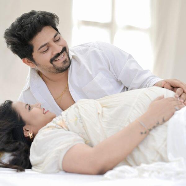 Soft lighting maternity photographer in Solapur creating graceful studio portrait